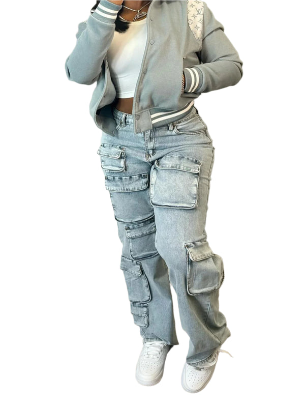 Women's Fashion Denim Multi-Pocket Cargo Jeans Trendy, Comfortable & Stylish