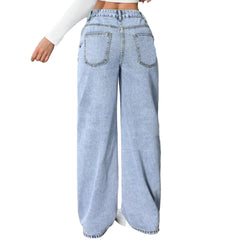 Ladies’ Wide High Jeans Relaxed Fit, Stretchy & Draped Style