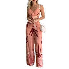 Laid-back Luxury: Breezy Chic Linen V-Neck Pant Set
