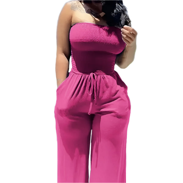 Elegance One Strapless Jumpsuit Solid Color, Sleek Fit, Timeless Style