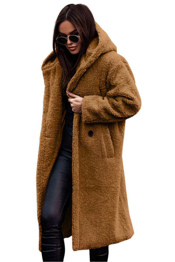 Women's Winter Hooded Long Wool Teddy Coat Warm & Stylish