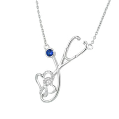Healing Heart Sterling Silver Nurse Stethoscope Necklace Pendant