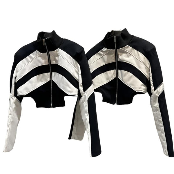 Bold Hue Hot Girl Turtleneck Fashion-Forward Color Block Jacket