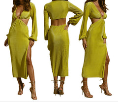 Yellow Women's Vacation Pleated Dress Stylish, Packable & Travel-Ready