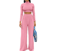 Women's Pink Elegance Elevated Two Piece Pant Set
