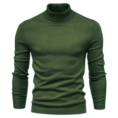 Men's Casual Slim Turtleneck - Versatile Solid Color Sweater
