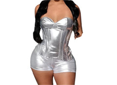 Shine On: Metallic Faux Leather Two-Piece for Casual Chic