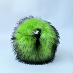 Women's Summer Lime Green Punk Puff Fur  Chic Handbag