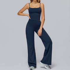 Navy Blue Women's Regular Fit Quick-Dry Yoga and Running Two-Piece Set