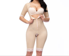 Fit Slim Long Sleeve Open Bust Bodysuit – Double Compression Faja Shapewear for Long Torso