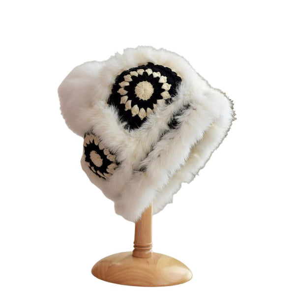 Luxury Fox Fur Pom Beanie - Winter Warm Crochet Hat with Plush Comfort