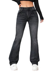 Black Plus Size Women’s High-Rise Bootcut Denim Jeans