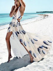 Verve V-Neck Print Swing Maxi Dress