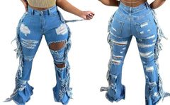 ChicFray Distressed Denim: Trendy Tassel Jeans for Fashion-Forward Women