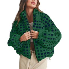 Women's Hooded Plush Fleece Jacket Plus Size Zipper Coat