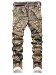 Forest Hunter Camo Flare Jeans Men's Stacked Camouflage Denim
