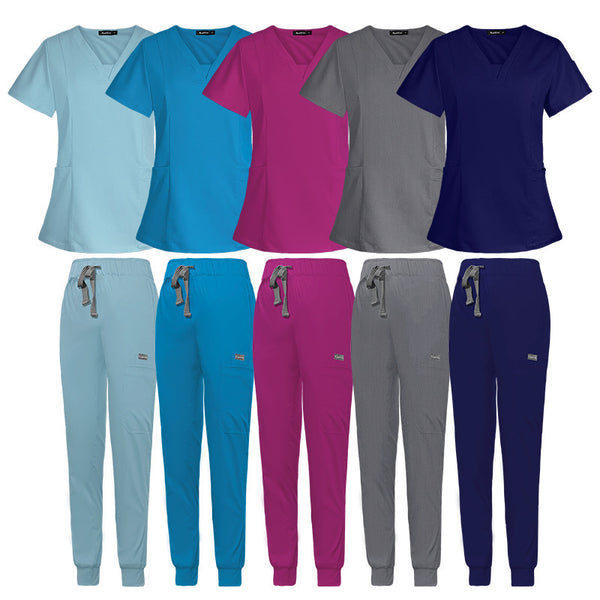 Evolve V-Neck Cargo Jogger Nurse Pant Set - Short-Sleeved Healthcare Uniform