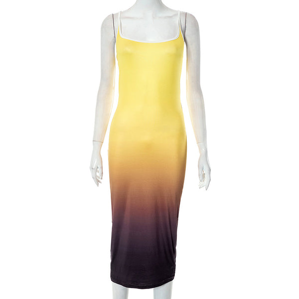 Summer Glow Ombre Backless Slim-fit Dress