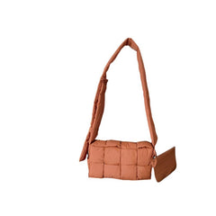 Women's Eco-Chic Puffer: One-Shoulder Feathered Elegance