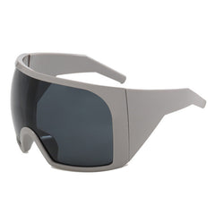 Gray Frame Women's Designer Style Oversized Mask Sunglasses Shield Frame UV Protection